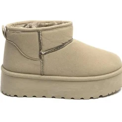 SHOES Agathe dame bamsestøvler 8906 - Kaki Discount