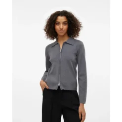 Vero Moda AWHANNAH LS KNIT CARDIGAN - Dark grey melange