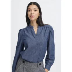 b.young dame bluse BYXKANTI - Mid Blue Denim Sale