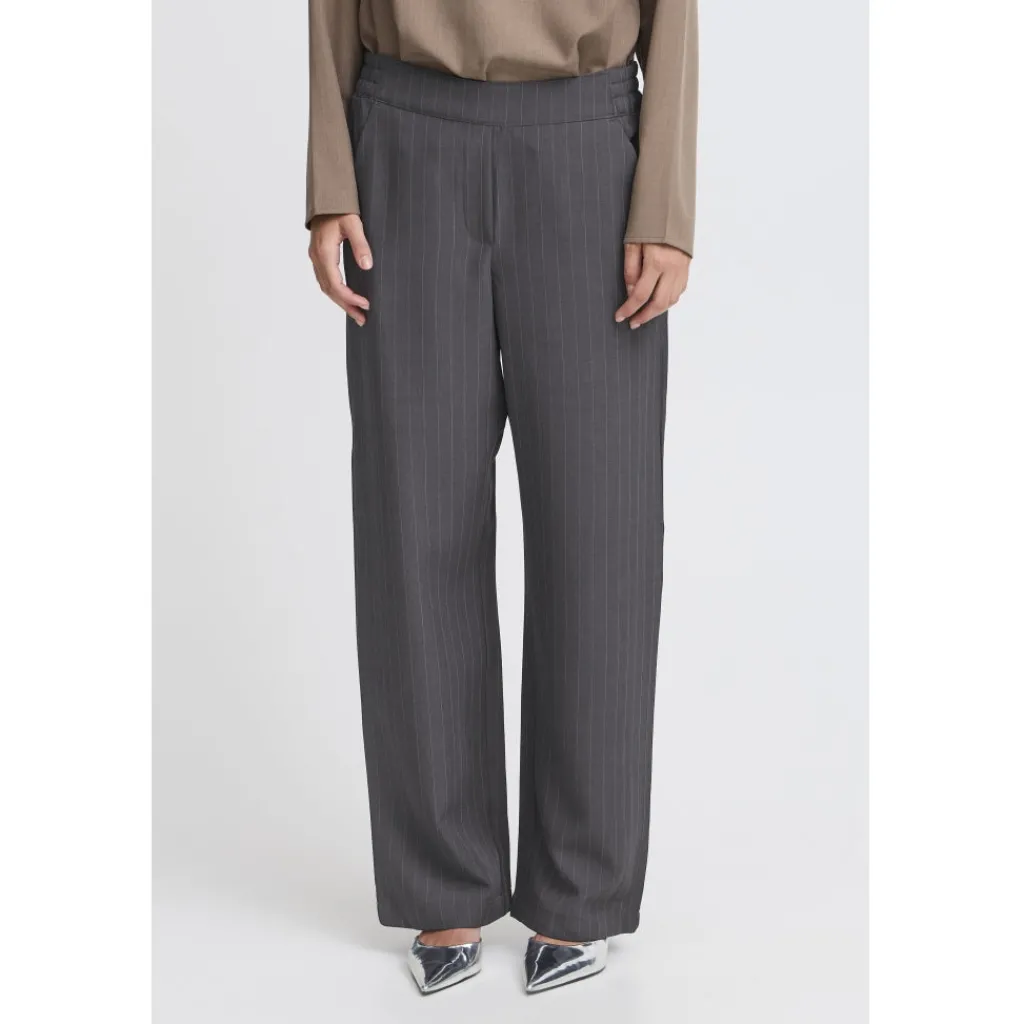 b.young dame bukser BYMMIDDE - Dark Grey Mel. Pinstripe Mix Clearance