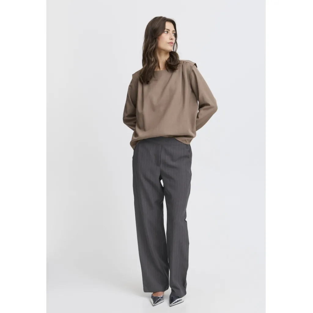 b.young dame bukser BYMMIDDE - Dark Grey Mel. Pinstripe Mix Clearance