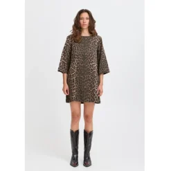 b.young DAME KJOLE BYKENNA - Denim Leopard Mix Clearance