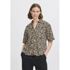 b.young dame skjorte BYFALAKKA - Rainy Day Leopard Mix Hot
