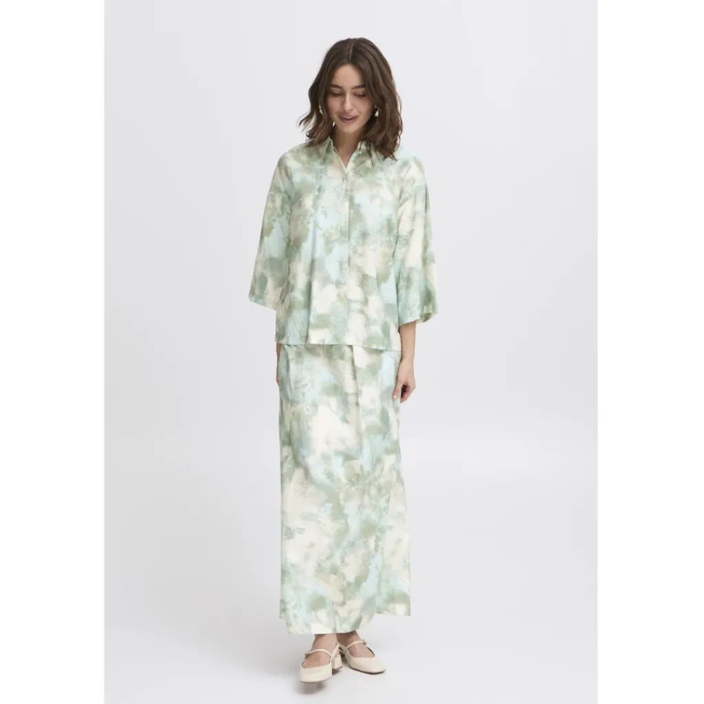 b.young dame skjorte BYIBINE - Blue Haze Blur Hot