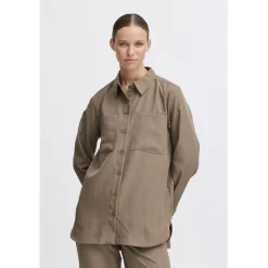 b.young dame skjorte BYMMIDDE - Walnut Melange Outlet