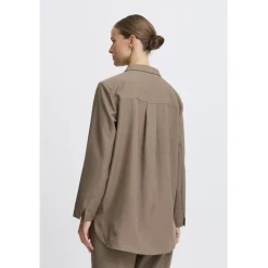 b.young dame skjorte BYMMIDDE - Walnut Melange Outlet