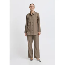 b.young dame skjorte BYMMIDDE - Walnut Melange Outlet