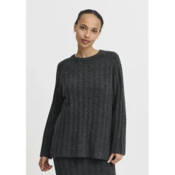 b.young dame strik BYMARIANNE - Dark grey melange New