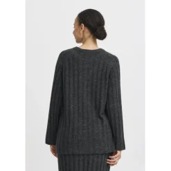 b.young dame strik BYMARIANNE - Dark grey melange New