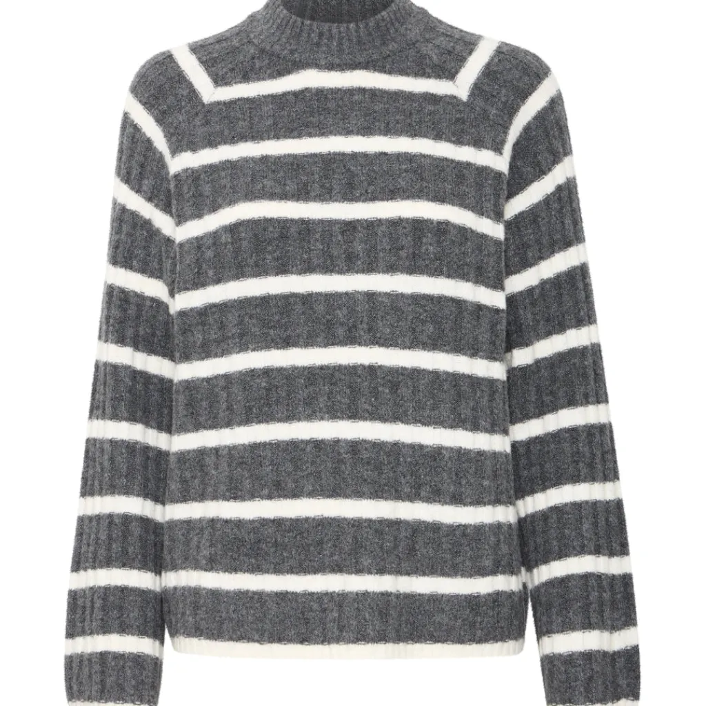 b.young dame strik BYMARIANNE - Dark Grey Melange Mix New