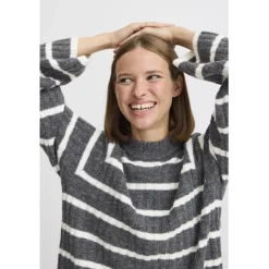 b.young dame strik BYMARIANNE - Dark Grey Melange Mix New