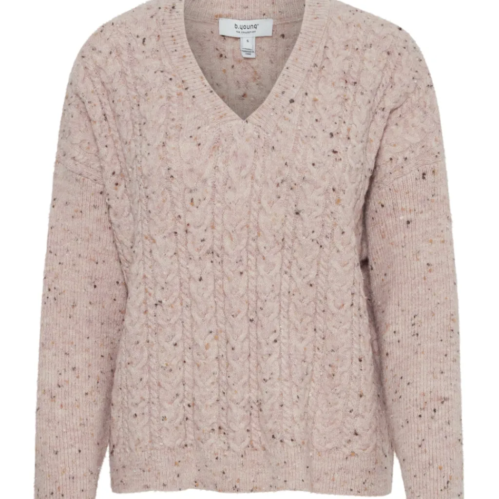 b.young dame strik BYNATA - Pale Mauve Melange Discount