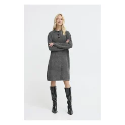 b.young dame strik kjole BYOMEA - Dark grey melange Clearance