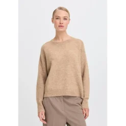 b.young DAME STRIKTRØJE BYMONNA - Walnut Melange Outlet
