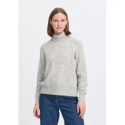 b.young DAME STRIKTRØJE BYMONNA - Mid Grey Melange Online