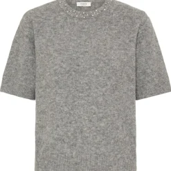 b.young dame striktrøje BYOMEA - Mid Grey Melange Online