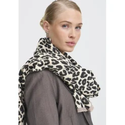 b.young dame tørklæde BYVILEOPARD - Black Mix Best