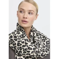 b.young dame tørklæde BYVILEOPARD - Black Mix Best