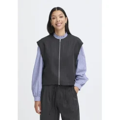 b.young dame vest BYXDAYO - dark grey pinstripes Sale
