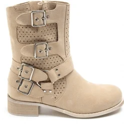 SHOES Celine Dame bikerstøvler 9635A - Beige Clearance
