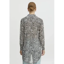 ICHI dame skjorte IHCHIFFY - Sandshell Black Leo Best