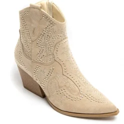 SHOES Jacqueline dame cowboystøvler 9676A - Beige Outlet