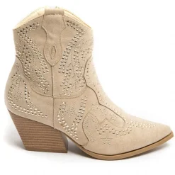 SHOES Jacqueline dame cowboystøvler 9676A - Beige Outlet