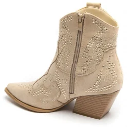 SHOES Jacqueline dame cowboystøvler 9676A - Beige Outlet