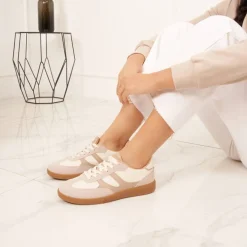 SHOES Laura dame sneakers 7589 - Beige Clearance