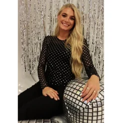 Liberté LIBERTÉ dame bluse MESH - BLACK SILVER HEART Clearance