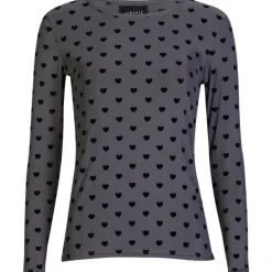 Liberté LIBERTÉ dame bluse MESH - GREY BLACK FLOCK HEART Best