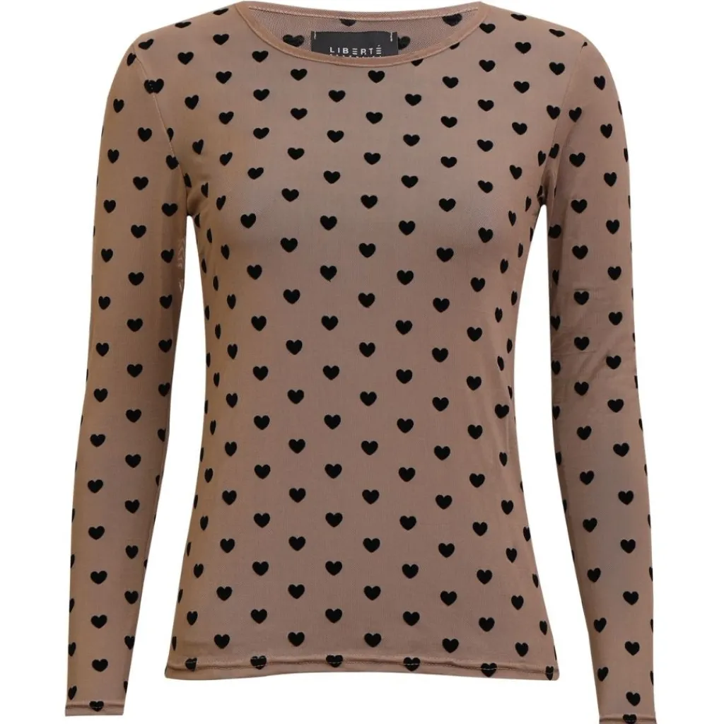 Liberté LIBERTÉ dame bluse MESH - SAND BLACK FLOCK HEART Online