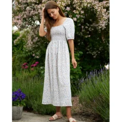 Liberté dame gro kjole 21268 - BLUE BROWN FLOWER Clearance