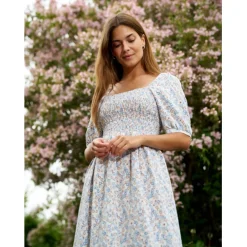 Liberté dame gro kjole 21268 - BLUE BROWN FLOWER Clearance