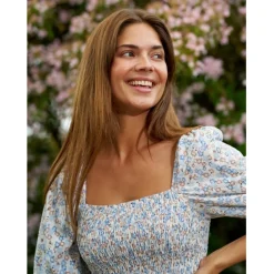 Liberté dame gro kjole 21268 - BLUE BROWN FLOWER Clearance