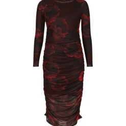 Liberté LIBERTÉ DAME KJOLE MESH LS LONG DRESS - Black bordeaux flower Hot
