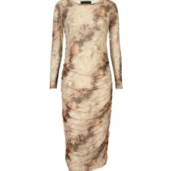 Liberté LIBERTÉ DAME KJOLE MESH LS LONG DRESS - BROWN GOLD MARBLE Online