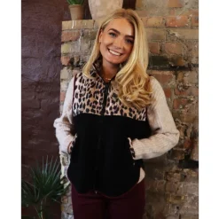 Liberté LIBERTÉ dame vest TEDDY 22173 - LUX LEO BLACK BORDEAUX Sale