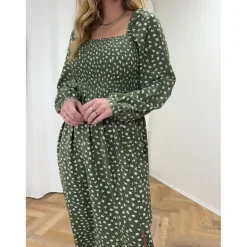 Liberté kjole GRO - ARMYGREEN FLOWER Hot