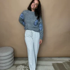 LULULIA Dame Bukser LuChloe 62671 - Light Grey/White Sale