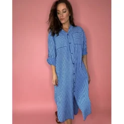 LULULIA Dame Kjole LuLiva 1985LU. - Blue Royal Clearance