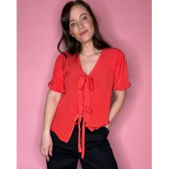 LULULIA Dame Skjorte LuBella 6191 - Red Best