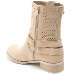 SHOES Malou dame bikerstøvler 9636A - Beige Online