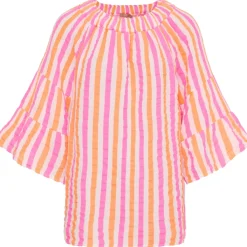 MARTA DU CHATEAU dame bluse MdcPutte 7316 - Orange/Fuxia Stripe Outlet