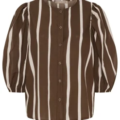 MARTA DU CHATEAU dame bluse MdcEvelina 58130M - Brown Stripe Hot