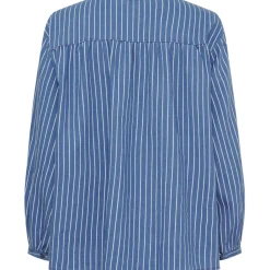 MARTA DU CHATEAU dame bluse MdcEulalie 258008 - Medium Blue Discount