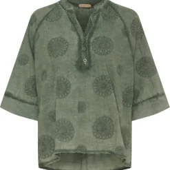 MARTA DU CHATEAU dame bluse MDCTania - Kaki Cold Wash Outlet