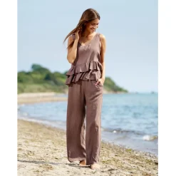 MARTA DU CHATEAU dame bukser 62273 - Cold brown Best