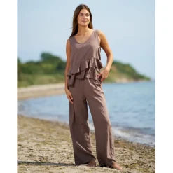 MARTA DU CHATEAU dame bukser 62273 - Cold brown Best