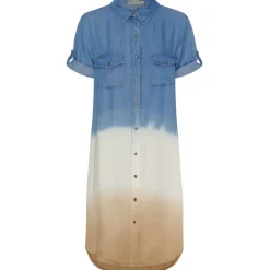 MARTA DU CHATEAU dame kjole MdcKirstín - LightBlue/White/Camel Outlet